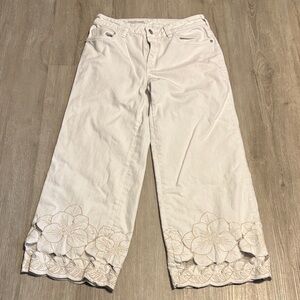 Anthropologie Pilcro and Letterpress Embroidered Floral Crop Jeans